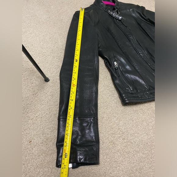 Massimo Dutti genuine sheepskin leather biker jacket black (Women, M size) - Picture 15 of 16